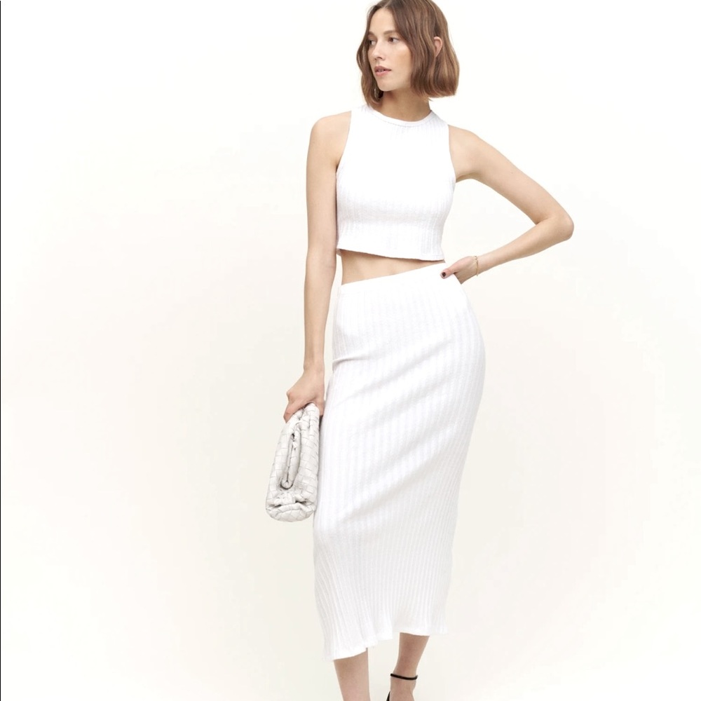 Reformation Sangria Knit Skirt in Cloud White